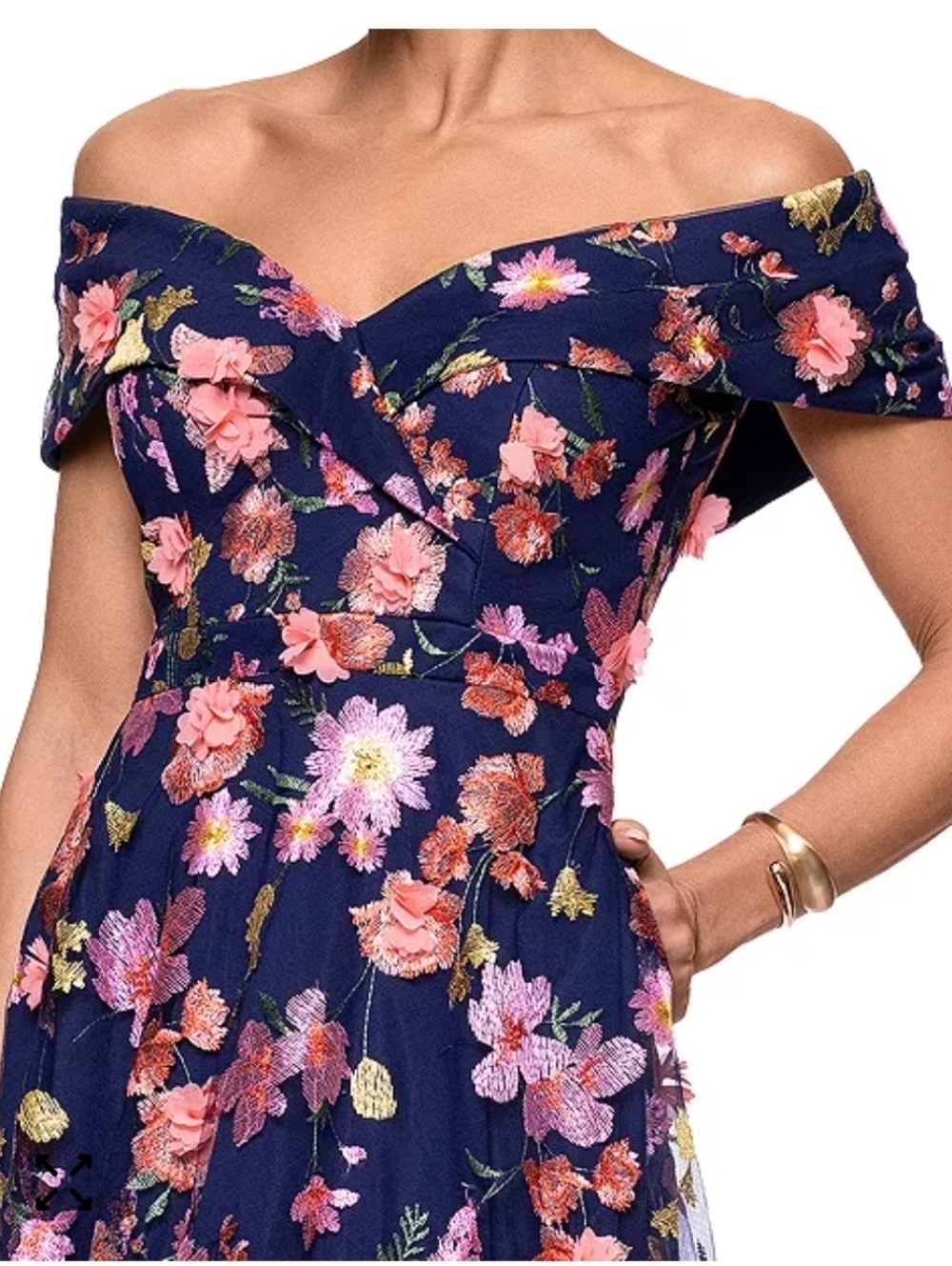 Xscape Off The-Shoulder Embroidered Floral Midi Dress Size 14 NWT $300 Formal - Picture 5 of 16
